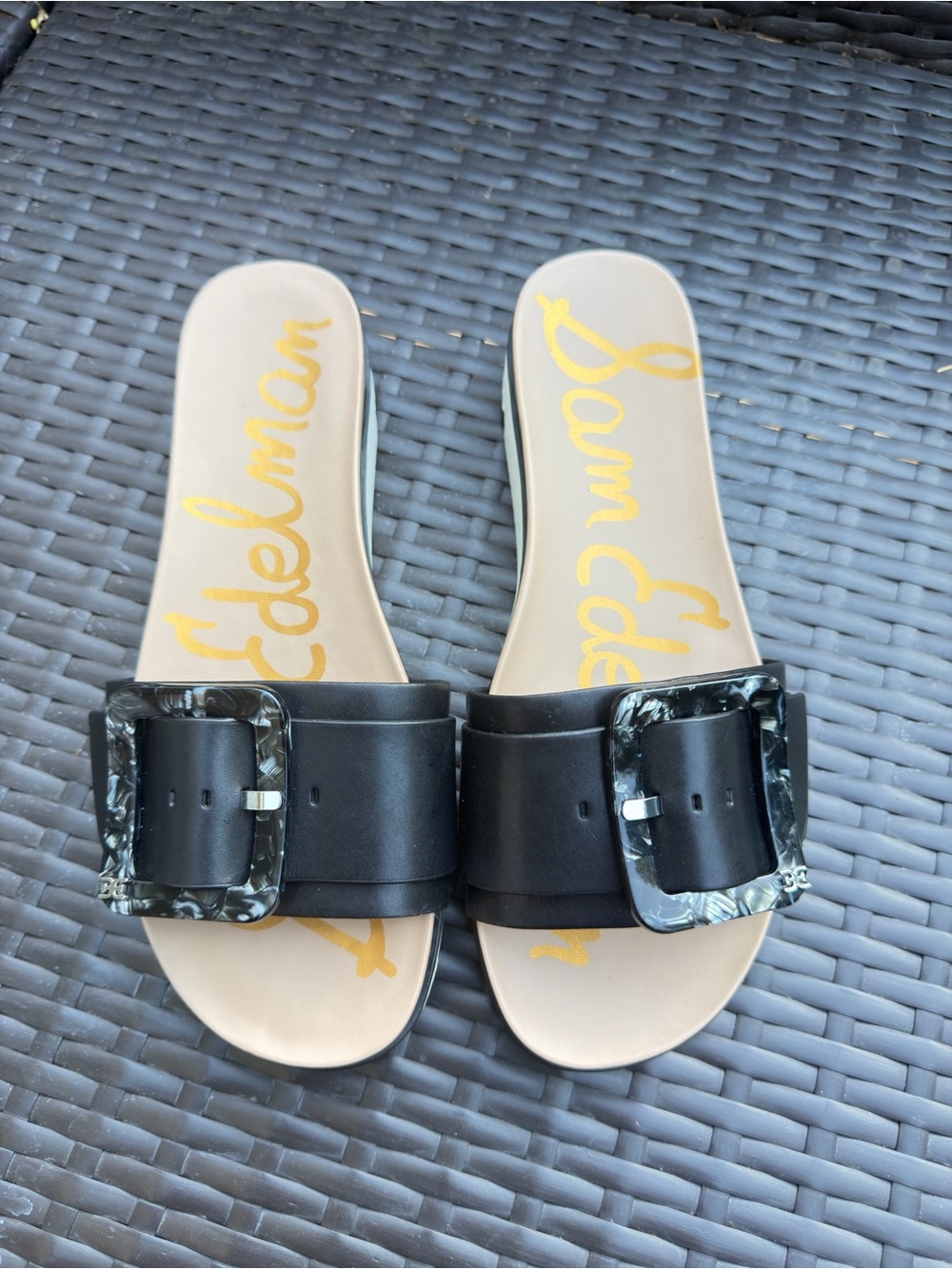 Sam Edelman Black Buckle Slide Sandals Women’s Size 9
